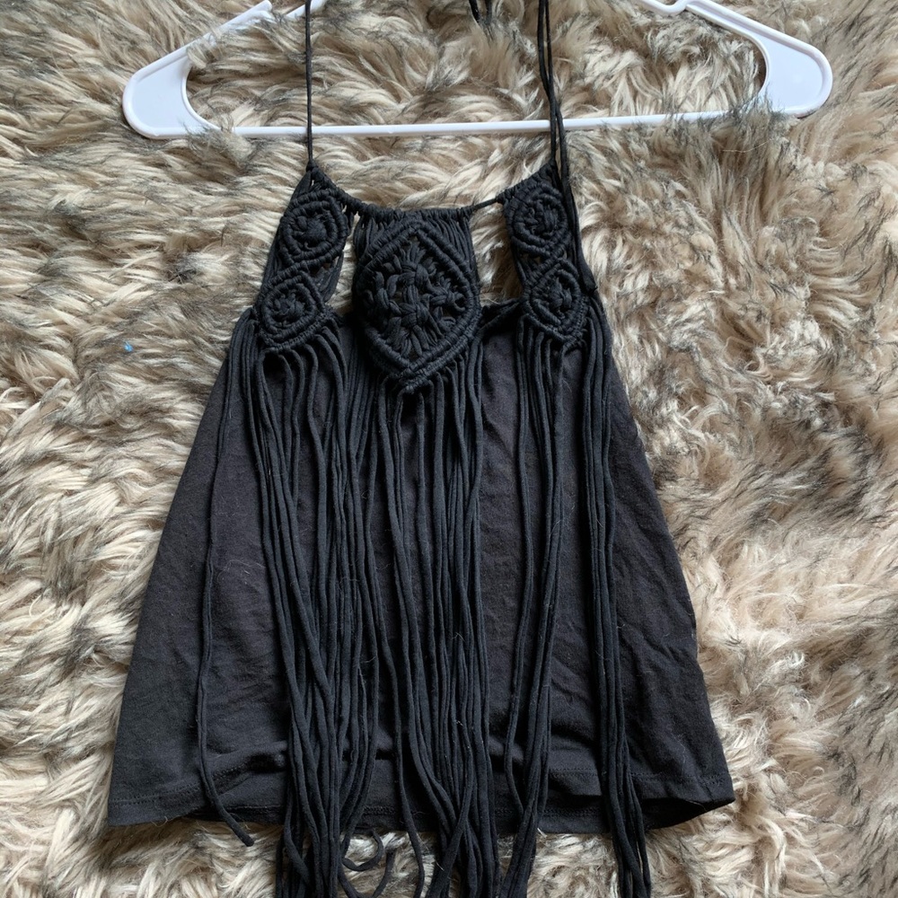 Fringe halter top